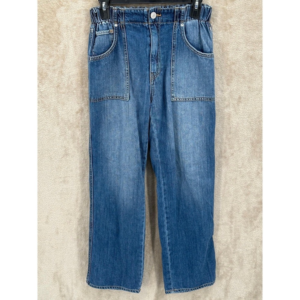 Hudson Jeans Women 27 Remi Straight Ankle Paperbag Elastic Waist Dark Wash Denim